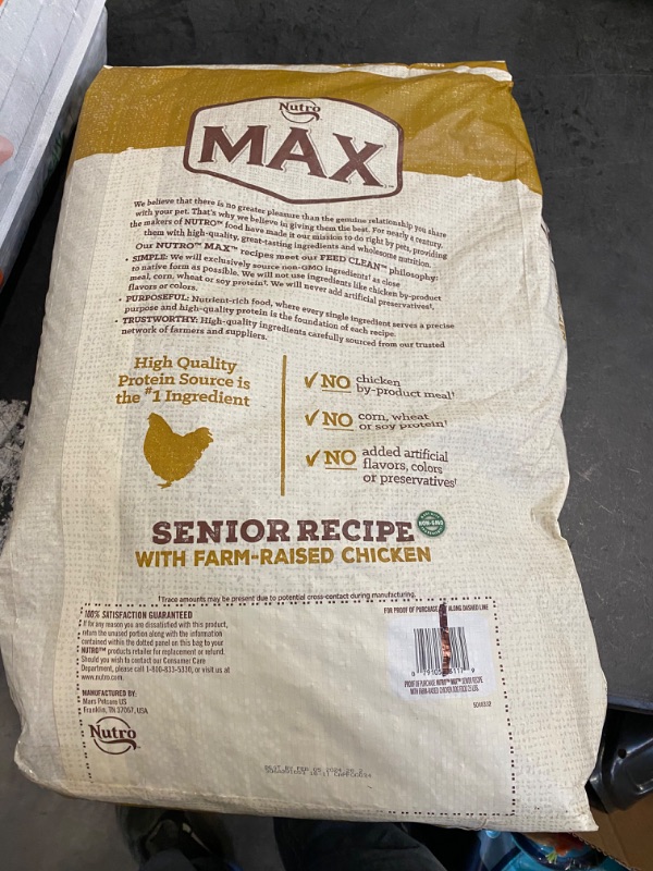 Photo 1 of NUTRO MAX Senior Recipe Dry Dog Food With Farm-Raised Chicken, 25 LB Bag