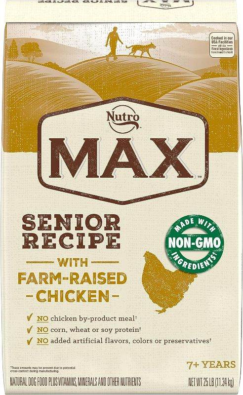 Photo 1 of NUTRO MAX Senior Recipe Dry Dog Food With Farm-Raised Chicken, 25 LB Bag