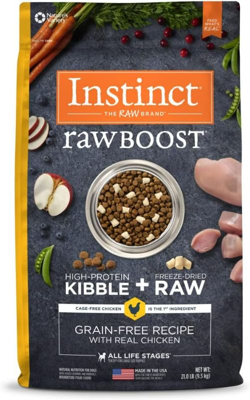 Photo 1 of Instinct Raw Boost Grain Free Dry Dog Food, High Protein Real Chicken Kibble + Freeze Dried Raw Dog Food, 21 lb. Bag