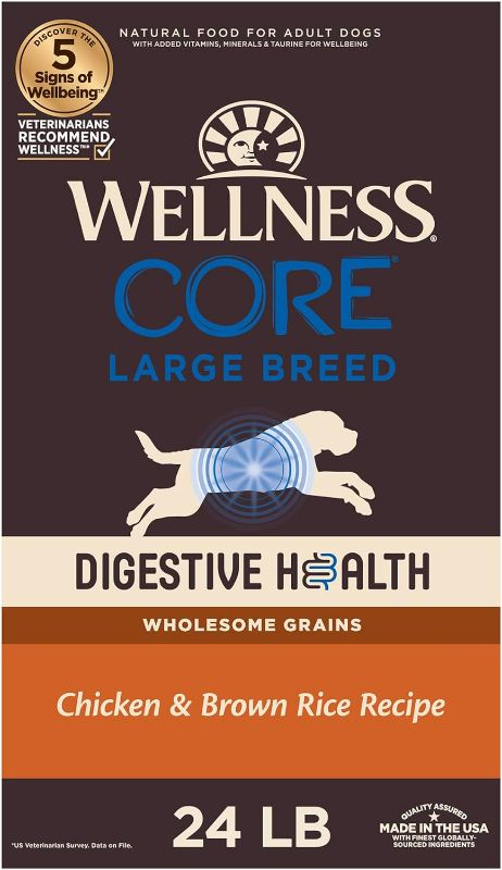 Photo 1 of Wellness CORE Digestive Health Large Breed Chicken & Brown Rice Dry Dog Food, 4 Pound Bag