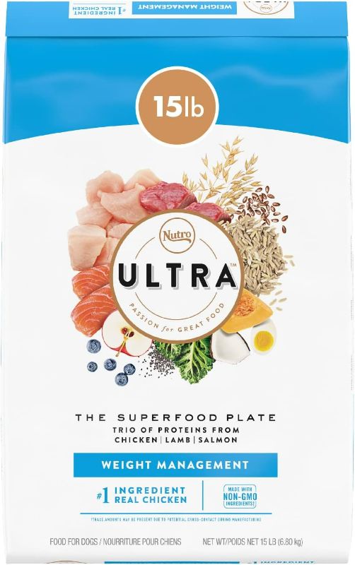 Photo 1 of NUTRO ULTRA Adult Weight Management High Protein Natural Dry Dog Food for Weight Control with a Trio of Proteins from Chicken, Lamb and Salmon, 15 lb. Bag