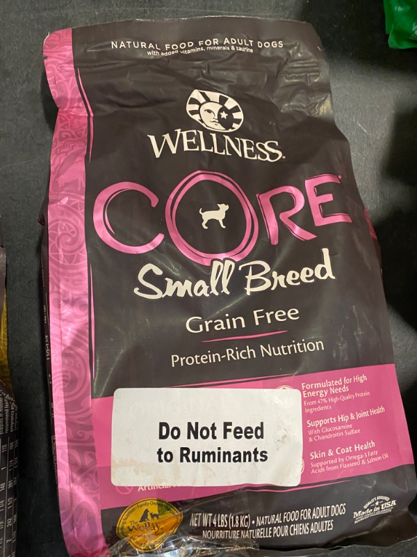 Photo 2 of Wellness CORE Grain-Free High-Protein Small Breed Dry Dog Food, Natural Ingredients, Made in USA with Real Meat (Adult, Turkey, 4-Pound Bag)