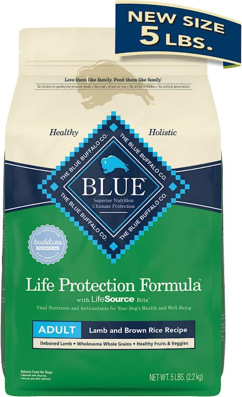 Photo 1 of Blue Buffalo Life Protection Formula Natural Adult Dry Dog Food, Lamb and Brown Rice 5-lb Trial Size Bag