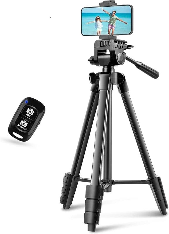 Photo 1 of UBeesize 54'' Camera Tripod, Travel Tripod for iPhone with Bag, Phone Tripod Stand with Remote Compatible with Phone/Projector/DSLR/Gopro