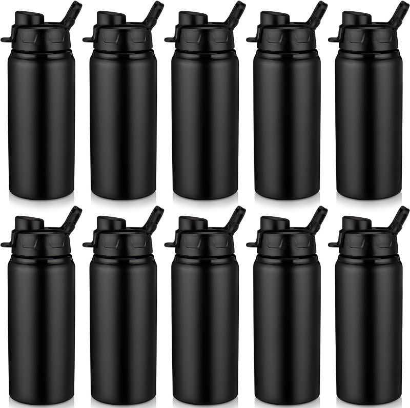 Photo 1 of Shellwei 10 Pcs Aluminum Water Bottle 17 oz Reusable Bottles with Snap Lids Metal Water Bottle Lightweight Portable Sports Water Bottle Leak Proof Travel Water Bottle for Gym Camping Hiking Fishing