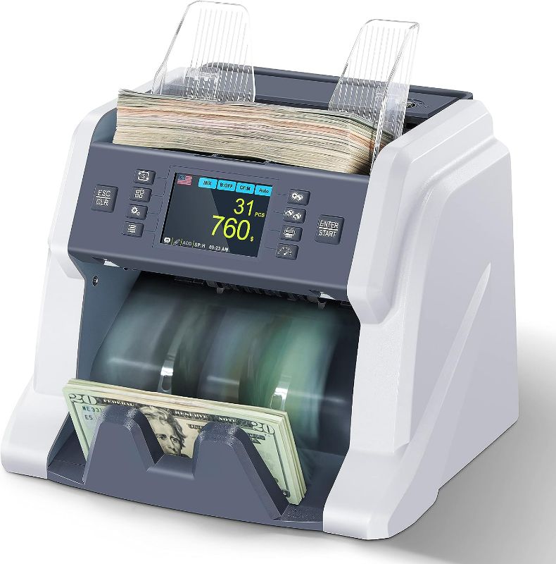Photo 1 of RIBAO BC-40 Mixed Denomination Money Counter Machine, Value Counting, Bill Counter Multi Currency, CIS/UV/MG/IR Counterfeit Detection for Business