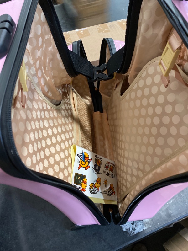 Photo 1 of Pink Suitcase kid suitcase kid luggage kid travel Fashionable appearance Rideable Funny suitcase Add fun to the journey kid gift 24in Recommended age 2-12 years old Girl suitcase