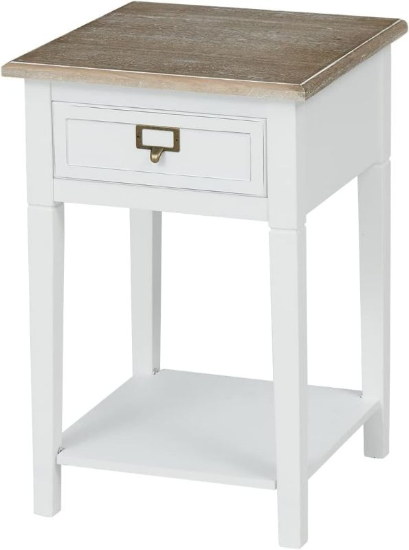 Photo 1 of Nightstand Accent End Table Sofa Side Table with Drawer and Open Shelf for Bedroom and Living Room White