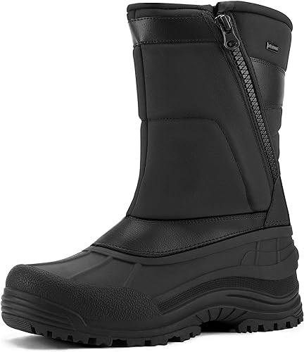 Photo 1 of Men's Winter Snow Boots Mid Calf Waterproof Insulated Fur Lined Warm Anti-Slip Zip Boot (Size 10 Men)