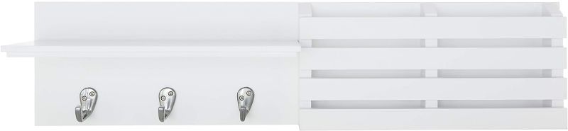 Photo 1 of kieragrace KG Sydney Wall Shelf and Mail Holder with 3 Hooks - White, 24" (FN00377-5)
