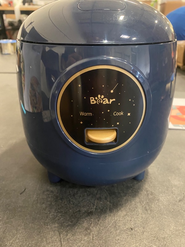 Photo 2 of Bear Mini Rice Cooker 2 Cups Uncooked, 1.2L Portable Non-Stick Small Travel Rice Cooker, BPA Free, One Button to Cook and Keep Warm Function, Blue