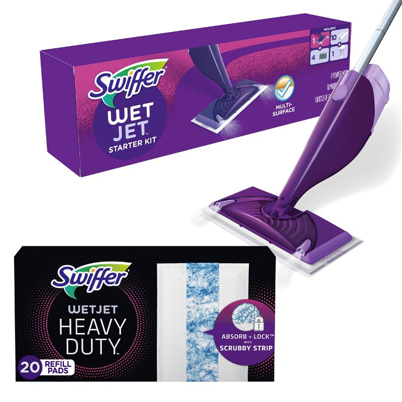 Photo 1 of FACTORY SEALED Swiffer WetJet Starter Kit and Heavy Duty Refill Cleaning Bundle