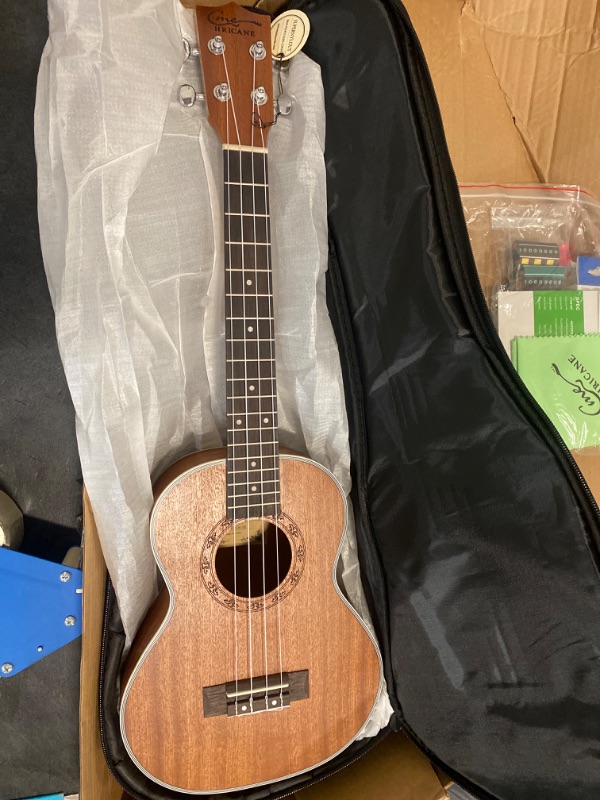 Photo 2 of Hricane Concert Ukulele 23 Inch High Gloss Sapele Hawaiian Ukuleles for Kids Adults Child with Gig Bag Strings