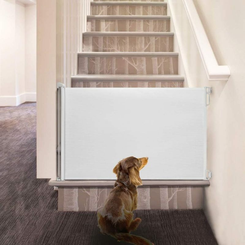 Photo 2 of EasyBaby Retractable Baby Gate, 33" Tall, Extends up to 55'' Wide, White/Child Safety Baby Gates, Pet Retractable Gates for Stairs, Doorways, Hallways, Indoor and Outdoor
