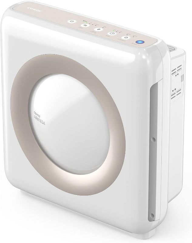 Photo 1 of Coway Airmega AP-1512HH(W) True HEPA Purifier with Air Quality Monitoring, Auto, Timer, Filter Indicator, and Eco Mode, 16.8 x 18.3 x 9.7, White
