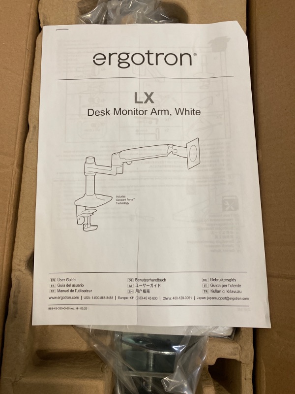 Photo 4 of Ergotron – LX Premium Single Monitor Arm, VESA Desk Mount – for Monitors Up to 34 Inches, 7 to 25 lbs – White
