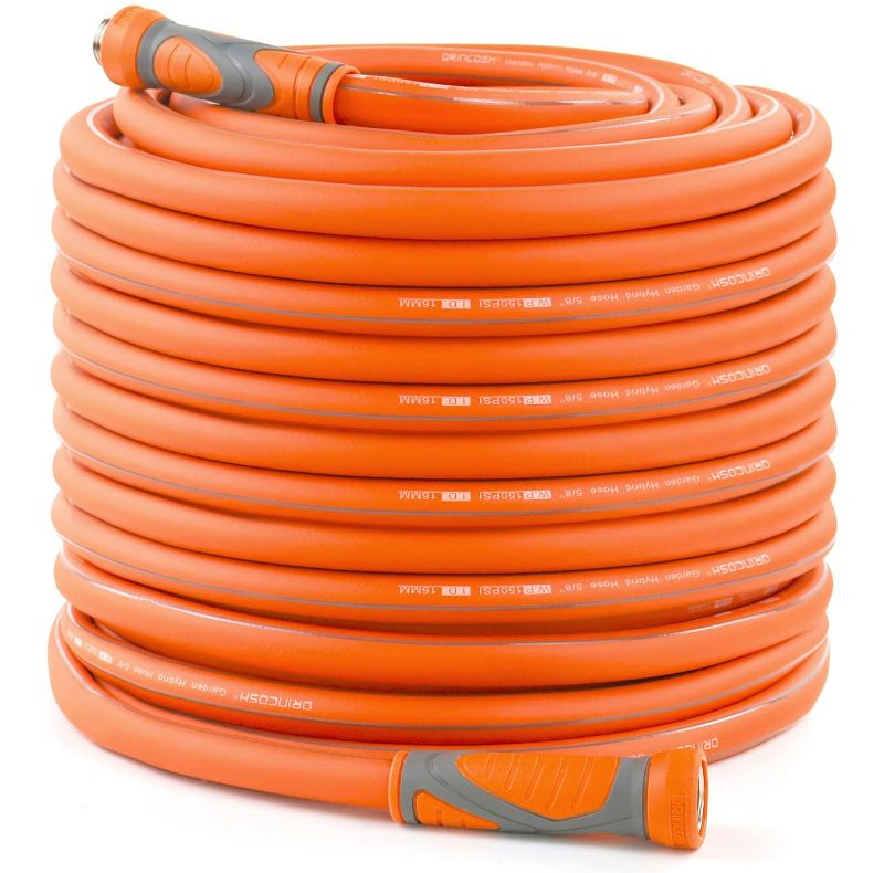 Photo 1 of DRINCOSH Hybrid Garden Hose 100 ft x 5/8", Lead-In Hose Ultra Durable Water Hose Flexible, Lightweight Regular Hose With Swivel Grip Handle, For All-weather Outdoor, Lawn, Car Wash, Backyard
