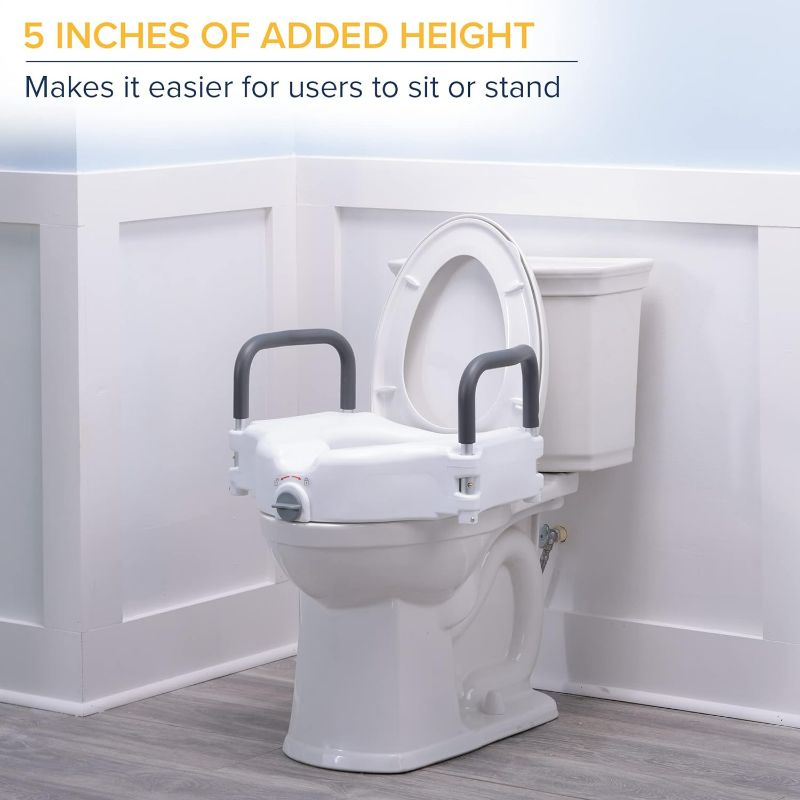 Photo 3 of Drive Medical 5" Raised Toilet Seat with Removable Padded Arms, Standard Seat
