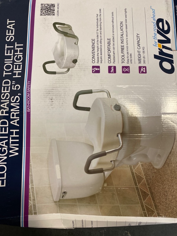 Photo 2 of Drive Medical 5" Raised Toilet Seat with Removable Padded Arms, Standard Seat

