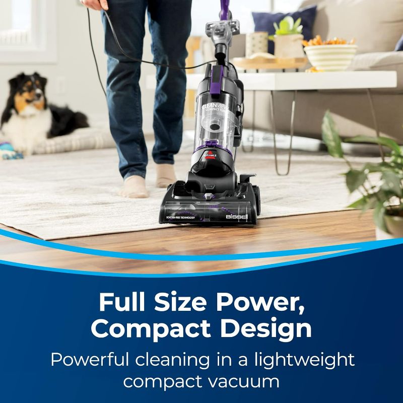 Photo 2 of BISSELL CleanView Compact Turbo Upright Vacuum with Quick Release Wand, Full Size Power, Compact Size for Apartments & Dorms, 3437F
