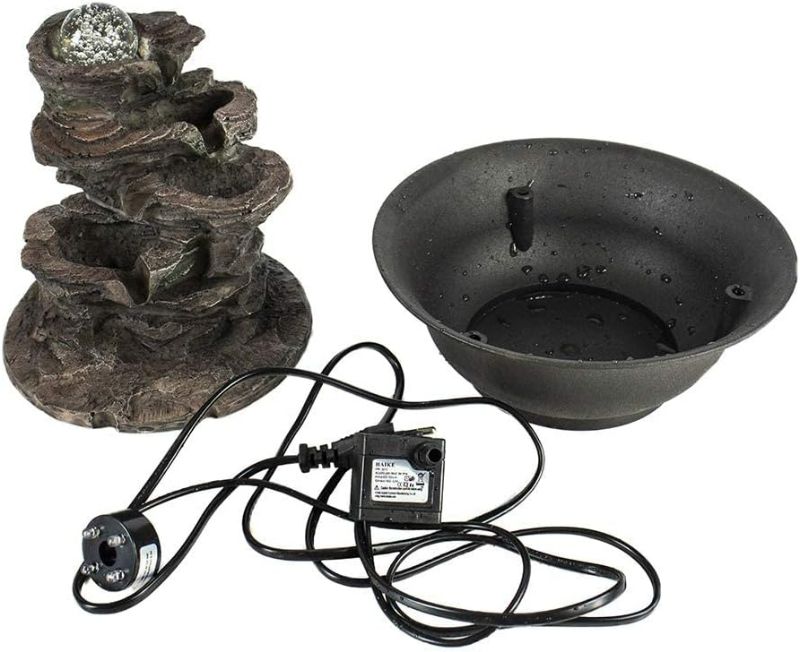 Photo 3 of Ferrisland 4-Tier Tabletop Water Fountain with Cascading Rock Waterfall and LED Lights for Office Home Décor
