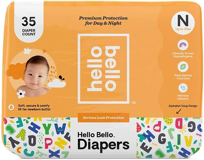 Photo 1 of Hello Bello Diapers, Newborn, 35 Count, Animal Zoo Design

