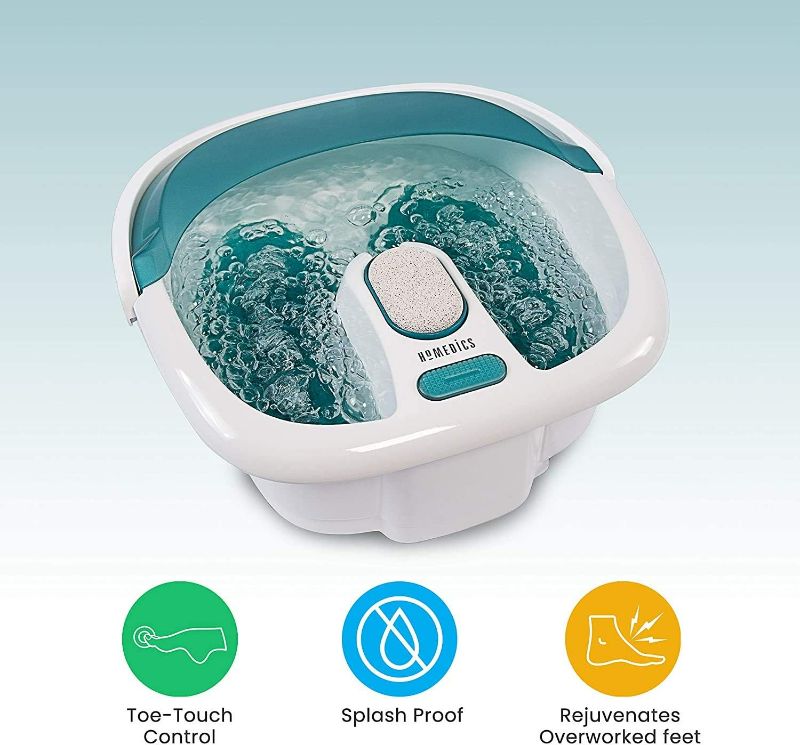 Photo 2 of Homedics Bubble Elite Foot Spa Massager with Heat Boost, 2-in-1 Removable Pedicure Center, Toe-Touch Control, Easy Tote Handle with Splash Guard

