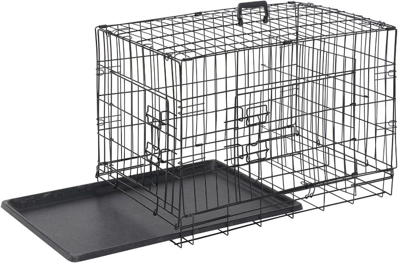 Photo 2 of Epetlover 42-Inch Double Door Dog Crates Folding Metal Pet Kennel Wire Cage with Tray for Small Medium Large Sized Dogs, Indoor Outdoor Travel Use
