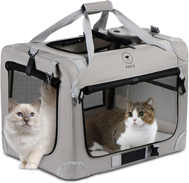 Photo 1 of PEGIC Extra Large Cat Carrier for 2 Cats, Portable Soft Sided Large Pet Carrier for Traveling, Indoor and Outdoor Uses, 24"×16"×16"
