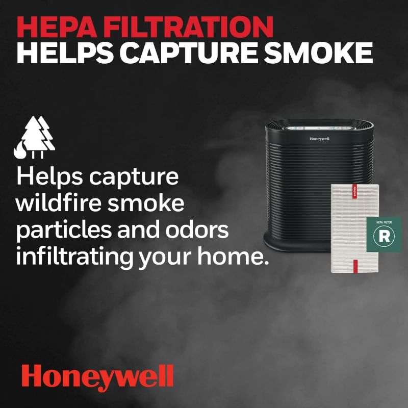 Photo 2 of Honeywell HPA300 HEPA Air Purifier for Extra Large Rooms - Microscopic Airborne Allergen+ Dust Reducer, Cleans Up To 2250 Sq Ft in 1 Hour - Wildfire/Smoke, Pollen, Pet Dander – Black
