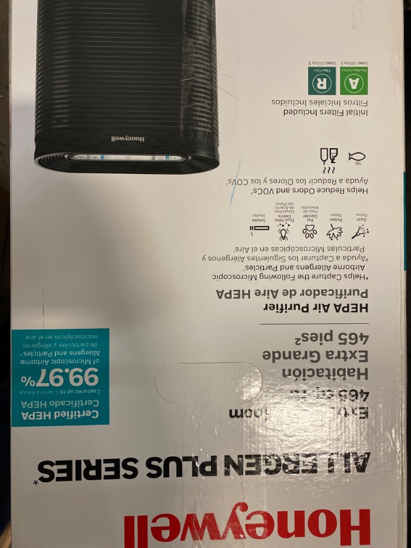 Photo 9 of Honeywell HPA300 HEPA Air Purifier for Extra Large Rooms - Microscopic Airborne Allergen+ Dust Reducer, Cleans Up To 2250 Sq Ft in 1 Hour - Wildfire/Smoke, Pollen, Pet Dander – Black
