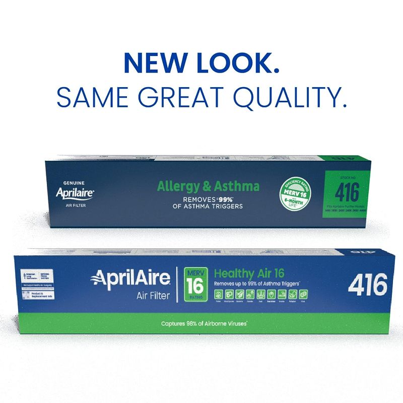 Photo 2 of AprilAire 416 Replacement Filter for AprilAire Whole House Air Purifiers - MERV 16, Allergy, Asthma, & Virus, 16x25x4 Air Filter (Pack of 1)
