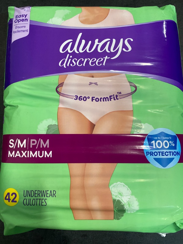 Photo 3 of Always Discreet Incontinence Underwear for Women Maximum Absorbency, S/M, 42 Count
