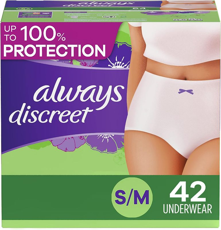Photo 1 of Always Discreet Incontinence Underwear for Women Maximum Absorbency, S/M, 42 Count
