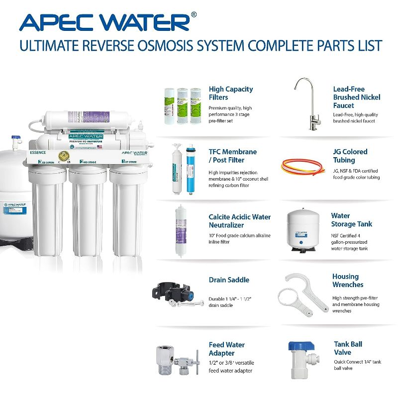 Photo 3 of APEC Water Systems ROES-PH75 Essence Series Top Tier Alkaline Mineral pH+ 75 GPD 6-Stage Certified Ultra Safe Reverse Osmosis Drinking Water Filter System
