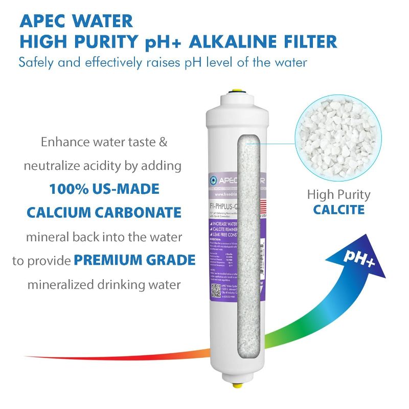 Photo 2 of APEC Water Systems ROES-PH75 Essence Series Top Tier Alkaline Mineral pH+ 75 GPD 6-Stage Certified Ultra Safe Reverse Osmosis Drinking Water Filter System
