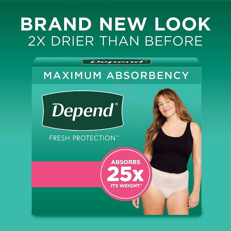 Photo 1 of Depend Fresh Protection Adult Incontinence Underwear for Women, Maximum, S, Blush, 40Ct

