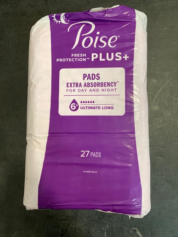 Photo 4 of POISE ULTIMATE ABSORBENCY PADS - LONG LENGTH PACK of 27
