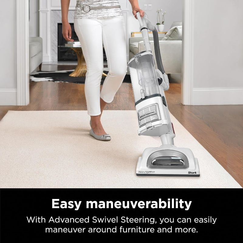 Photo 2 of Shark NV356E Navigator Lift-Away Professional Upright Vacuum with Swivel Steering, HEPA Filter, XL Dust Cup, Pet Power, Dusting Brush, and Crevice Tool, Perfect for Pet Hair, White/Silver
