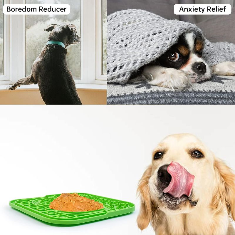 Photo 2 of Darkmago Licking Mat for Dogs, 2 Pcs Slow Feeder Mat with Free Scraper for Anxiety, Pet Calming Treat Mat Perfect for Peanut Butter