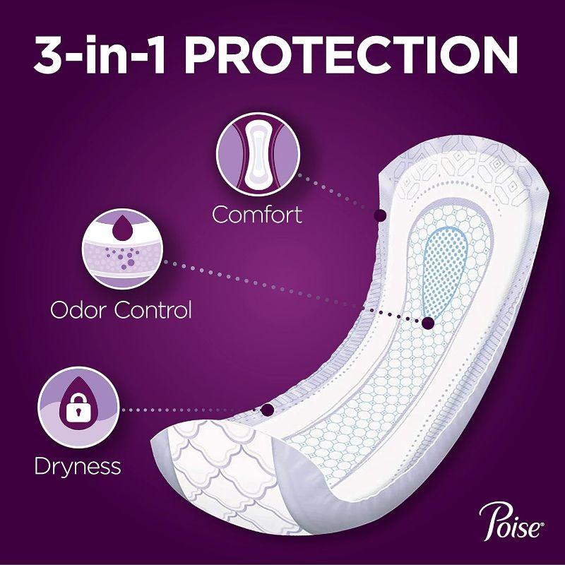 Photo 2 of Poise Incontinence Pads for Women, Ultimate Absorbency, Long, Original Design, 1 Single  Pack of 27)
