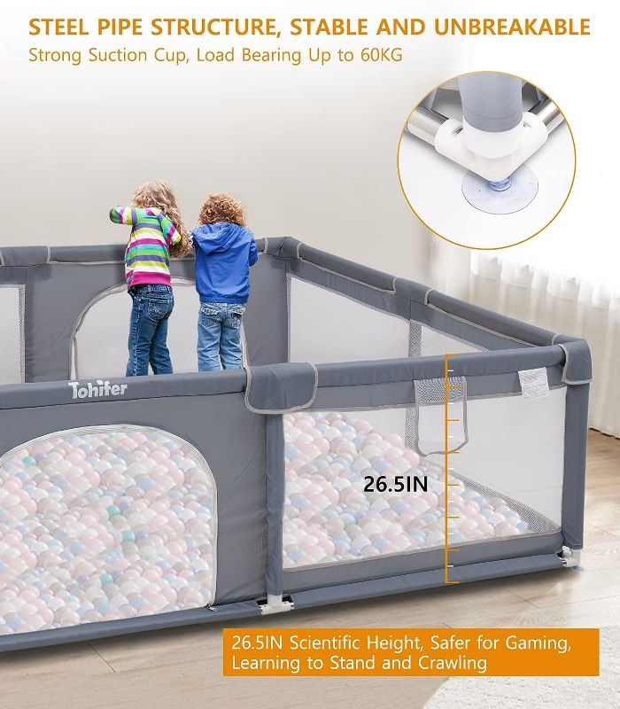 Photo 3 of Baby Playpen with Mat, Large Baby Play Yard for Toddler, BPA-Free, Non-Toxic, Safe No Gaps Playards for Babies, Indoor & Outdoor Extra Large Kids Activity Center Playmat

