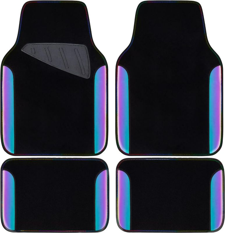 Photo 1 of CAR PASS Rainbow Chameleon Iridescent Reflective PU Leather&Waterproof Universal Carpet car Floor mats,Fit for 95% Suvs,Sedans,Vans,Trucks&Car Mat for Women(Reflective Color Change)
