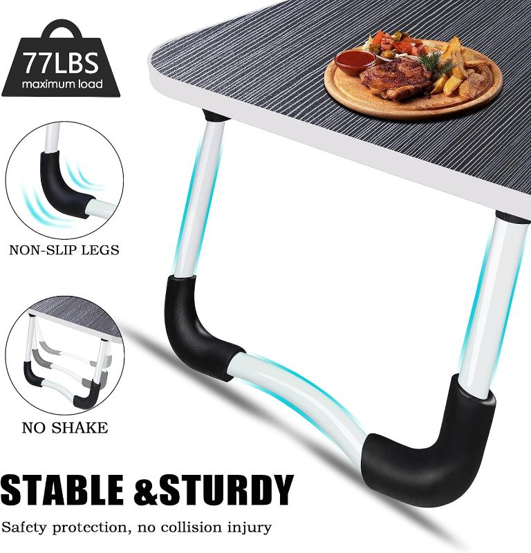 Photo 4 of Laptop Bed Table Tray Holder,Foldable Laptop Desk Table with USB Port/Carry Handles/Cup Holder/Drawer for Bed/Sofa/Couch/Study/Balcony/Reading/Writing (Comes with Mouse Pad +PVC Placemat)
