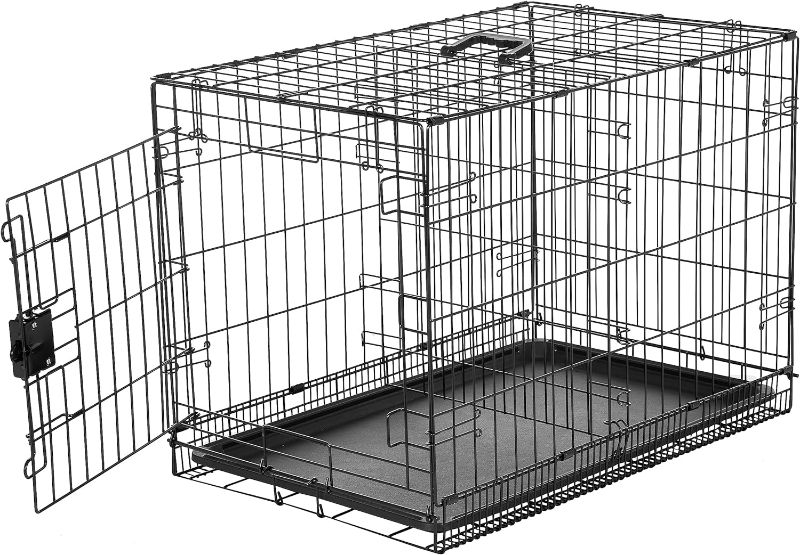 Photo 1 of Amazon Basics - Durable, Foldable Metal Wire Dog Crate with Tray, Single Door, 30 x 19 x 21 Inches, Black
