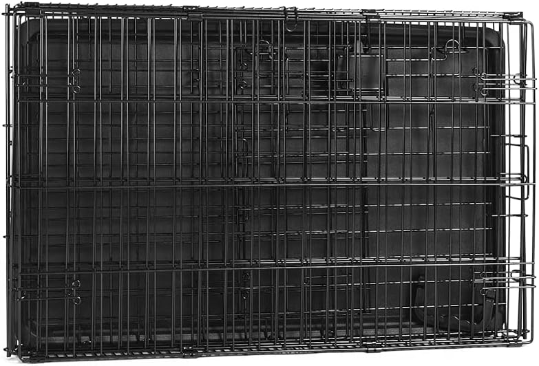 Photo 3 of Amazon Basics - Durable, Foldable Metal Wire Dog Crate with Tray, Single Door, 30 x 19 x 21 Inches, Black
