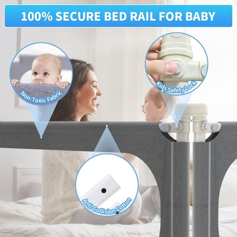 Photo 3 of Bed Rails for Toddlers, Extra Tall 32 Levels of Height Adjustment Specially Designed for Twin, Full, Queen, King Size - 2023Upgrade Model Safety Bed Guard...
