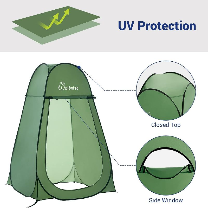 Photo 2 of WolfWise Portable Pop Up Privacy Shower Tent Spacious Changing Room for Camping Hiking Beach Toilet Shower Bathroom
