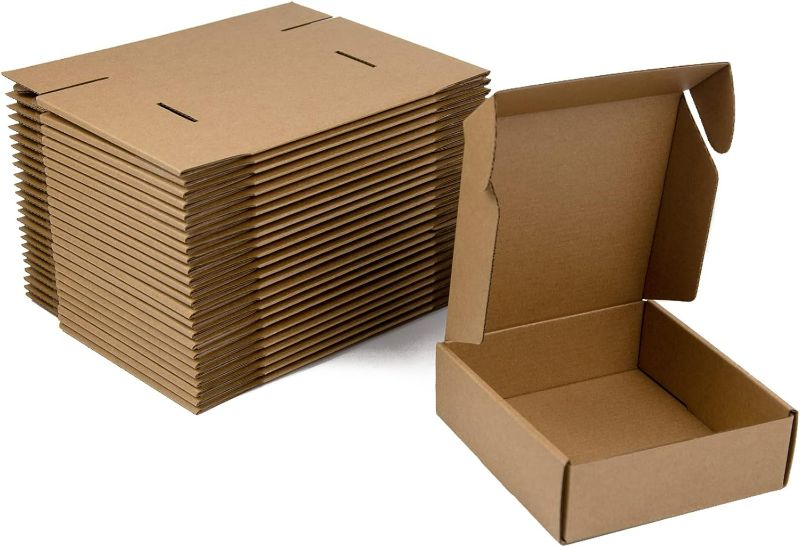 Photo 1 of  6x6x2 Inches Shipping Boxes Pack of 25, Brown Corrugated Cardboard Boxes for Small Bussiness, Packing and Mailing
