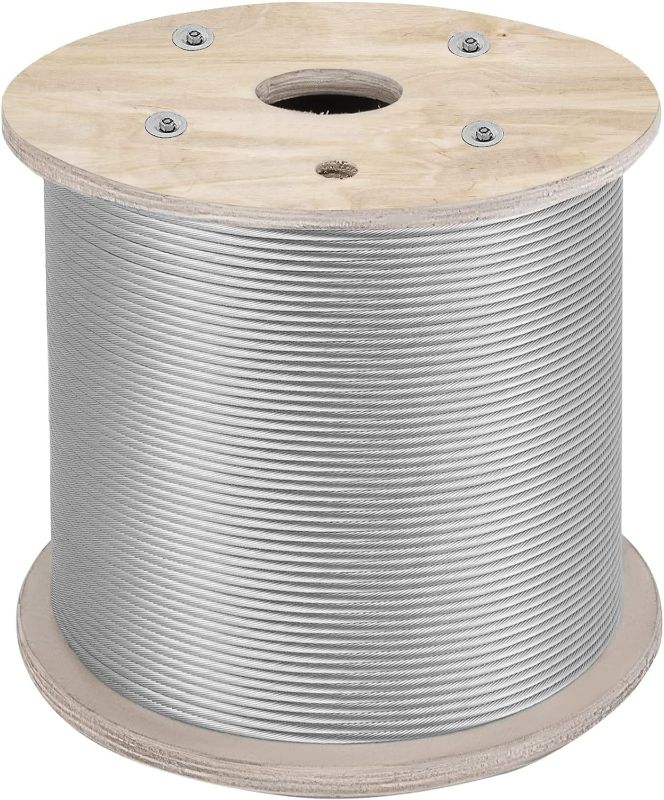 Photo 1 of 1000FT 1/8" Stainless Steel Cable Wire Rope 328ft Heavy Duty Aircraft Cable 7x7 Strand Metal Cable with 50pcs Sleeves 1/8,20pcs Thimbles 1/8, for Cable Deck Railing,Fence Cable,Outdoor Hanging Kit
